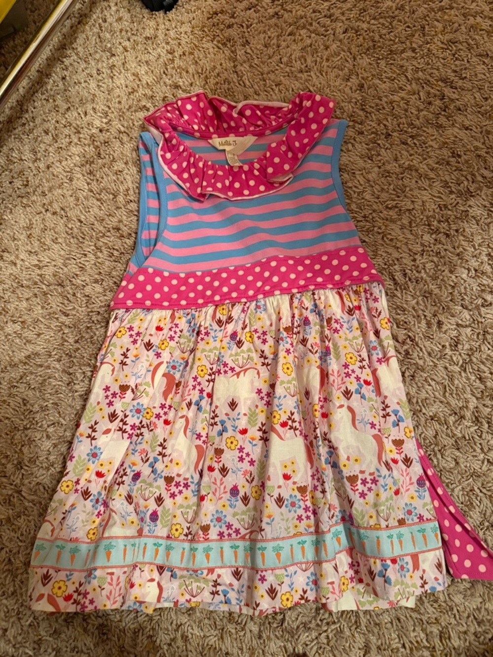 Matilda Jane Pink & Blue Striped Ruffle Unicorn Tunic